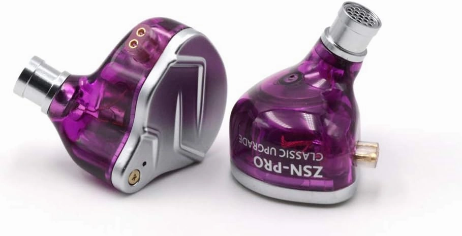 Linsoul KZ ZSN Pro Dual Driver 1BA 1DD Hybrid Metal Earphones HiFi in-Ear Monitor with Detachable Recessed 2Pin Cable, Zin Alloy Panel (with Mic, Purple)