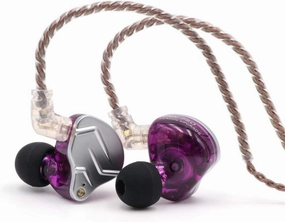 Linsoul KZ ZSN Pro Dual Driver 1BA 1DD Hybrid Metal Earphones HiFi in-Ear Monitor with Detachable Recessed 2Pin Cable, Zin Alloy Panel (with Mic, Purple) in-ear monitors,hi-fi IEMs,studio earphones,