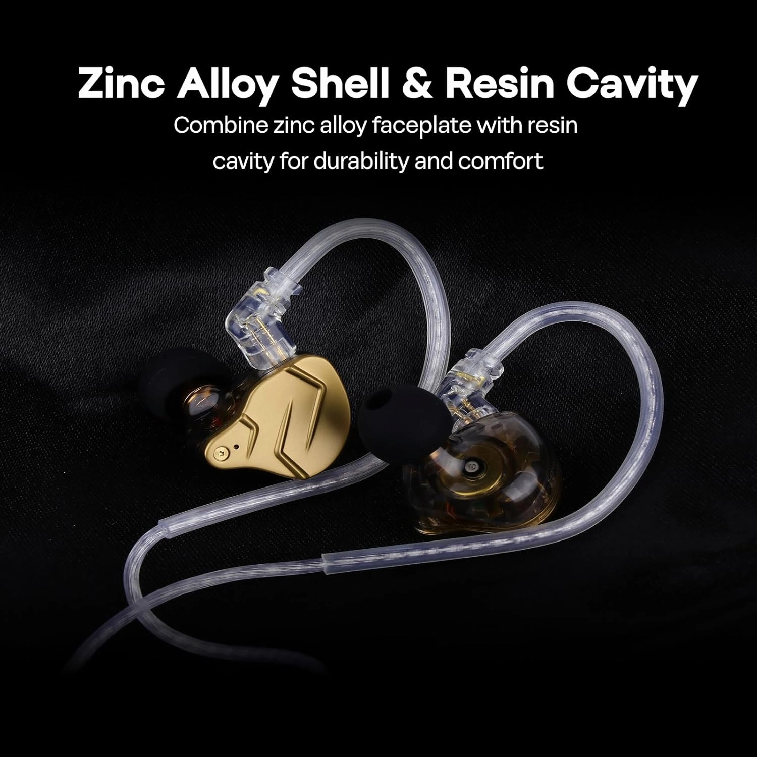 Linsoul KZ ZSN PRO X Dual Driver 1BA 1DD Hybrid Metal Earphones HiFi in-Ear Monitor with Detachable Recessed 2Pin Cable,Zinc Alloy Panel (Without Mic, Black)