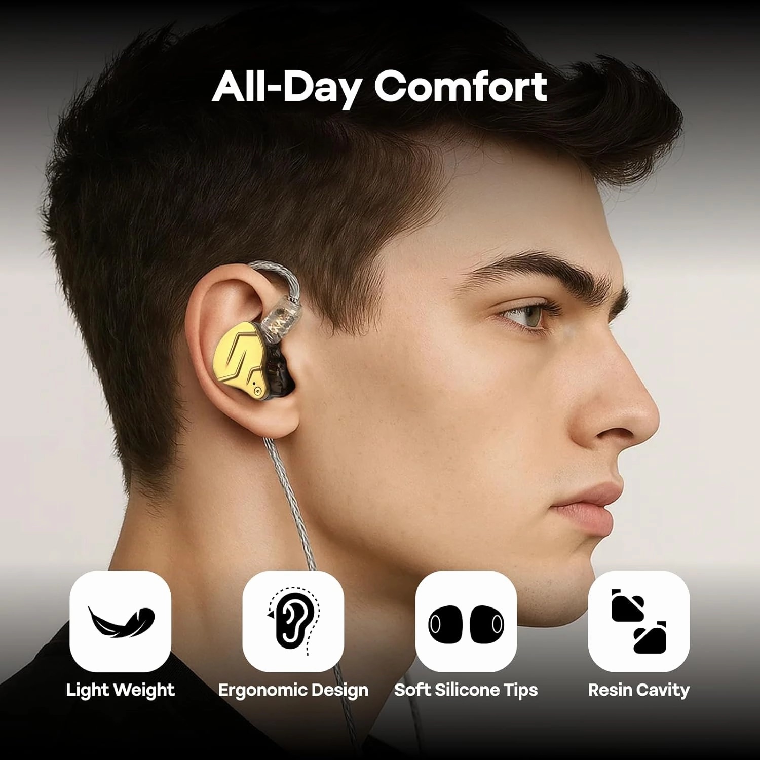 Linsoul KZ ZSN PRO X Dual Driver 1BA 1DD Hybrid Metal Earphones HiFi in-Ear Monitor with Detachable Recessed 2Pin Cable,Zinc Alloy Panel (Without Mic, Black)