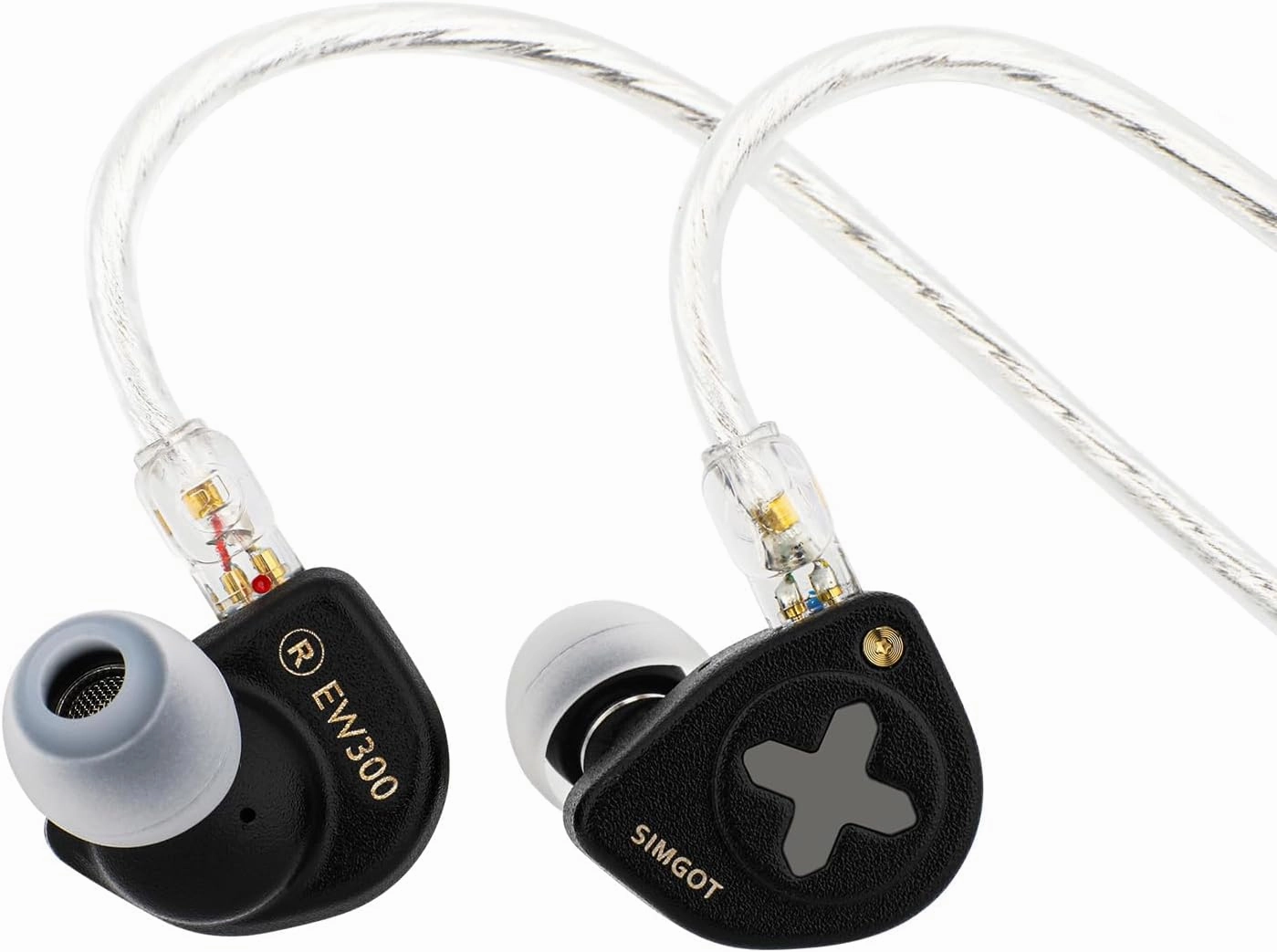 Linsoul SIMGOT EW300 1DD 1Planar 1PZT Hybrid Driver in Ear Monitor, Wired Earbuds IEM, Gaming Earbuds with Detachable Nozzles, Silver-Plated OFC IEM Cable for Audiophile Musician (EW300 DSP) audiophile headphones,high-end headphones,studio over-ear,
