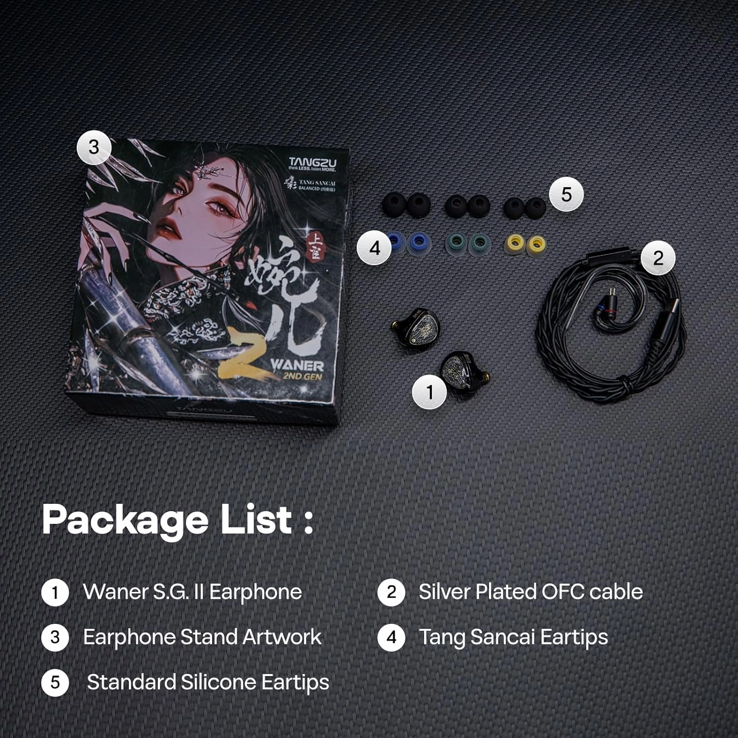 Linsoul TANGZU Wan'er S.G II in Ear Monitor,HiFi Wired Earbuds,10mm Dynamic Driver PET Diaphragm Gaming IEM Earphones with 2Pin Detachable OFC Cable for Audiophile DJ Stage (Clear Black, 3.5mm)