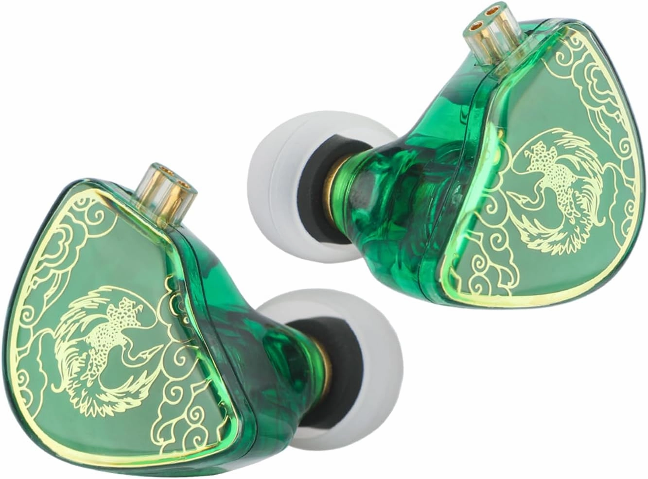 Linsoul TANGZU Waner S.G HiFi 10mm Dynamic Driver PET Diaphragm in-Ear Earphone with Ergonomic Shape, Detachable Recessed 2Pin OFC Braided Cable for Audiophile Musician DJ Stage(Green, with Mic)