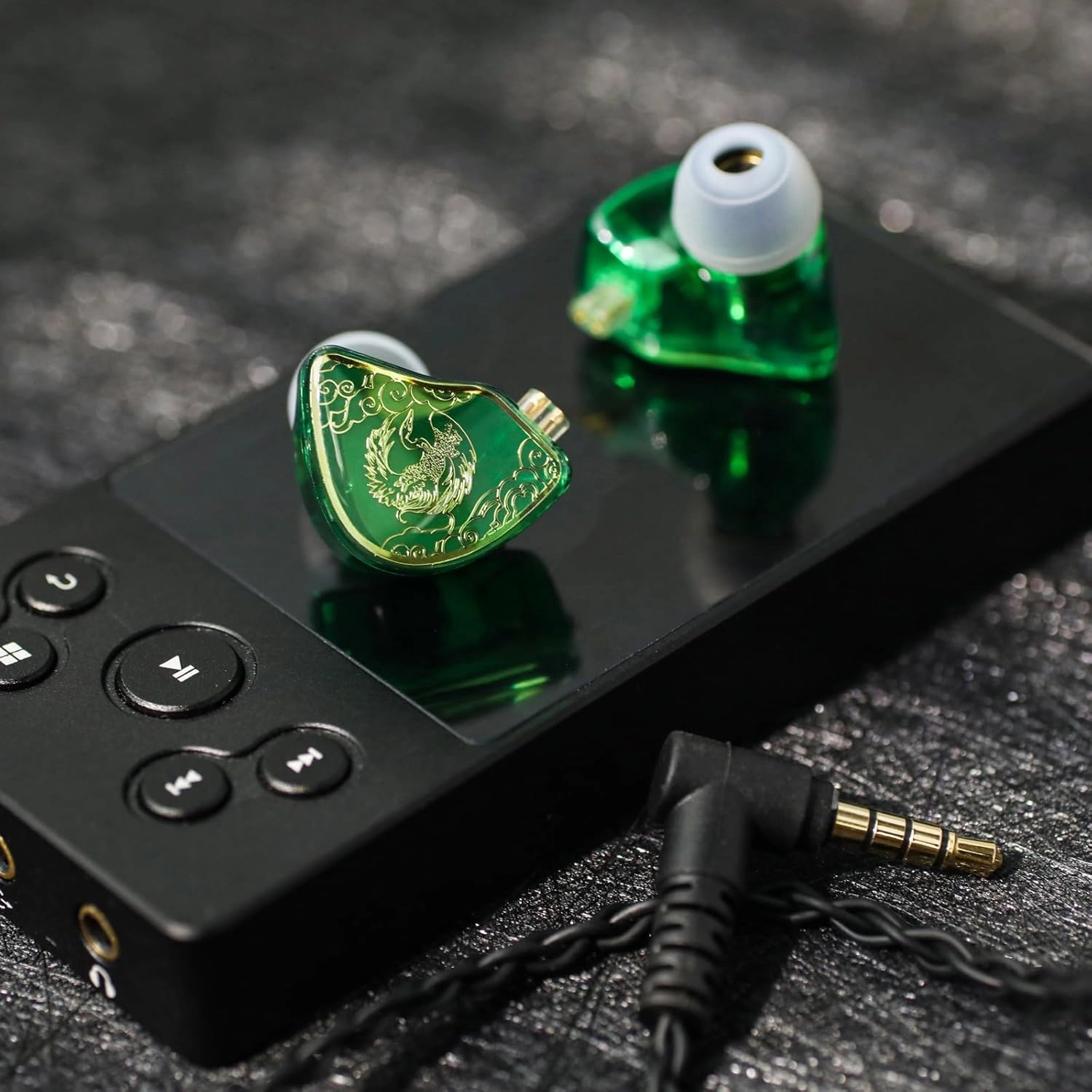 Linsoul TANGZU Waner S.G HiFi 10mm Dynamic Driver PET Diaphragm in-Ear Earphone with Ergonomic Shape, Detachable Recessed 2Pin OFC Braided Cable for Audiophile Musician DJ Stage(Green, with Mic)