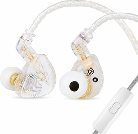 Linsoul TANGZU Waner S.G HiFi 10mm Dynamic Driver PET Diaphragm in-Ear Earphone with Ergonomic Shape, Detachable Recessed 2Pin OFC Braided Cable for Audiophile Musician DJ Stage(White, with Mic) audiophile headphones,high-end headphones,studio over-ear,