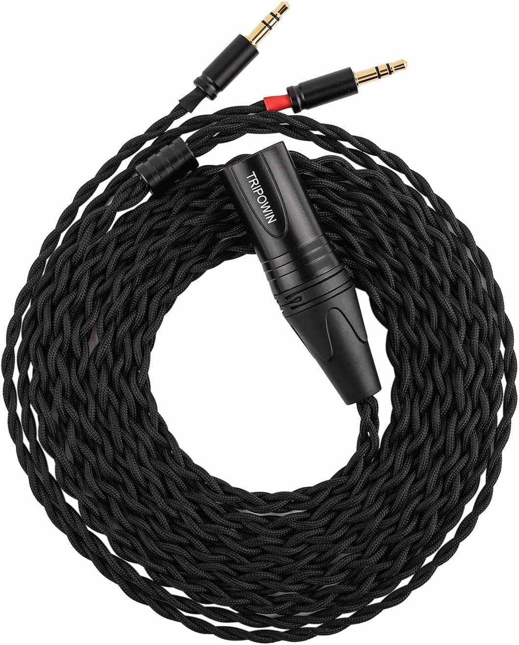 Linsoul Tripowin Nova Monitor Headphone Cable, Over-Ear Headphone Wire, 4-Strand Silver Foil/OCC Hybrid Upgrade Cable, 2M, Dual 3.5mm to 4.4mm/3.5mm/XLR Plug, for Musicians&Audiophiles (XLR, Black)