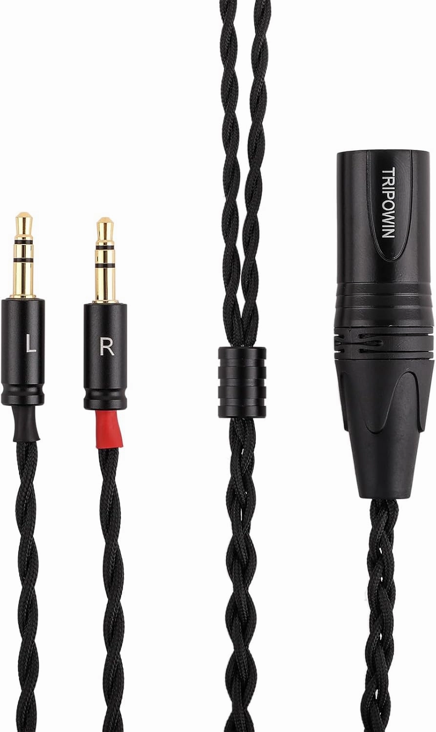 Linsoul Tripowin Nova Monitor Headphone Cable, Over-Ear Headphone Wire, 4-Strand Silver Foil/OCC Hybrid Upgrade Cable, 2M, Dual 3.5mm to 4.4mm/3.5mm/XLR Plug, for Musicians&Audiophiles (XLR, Black)