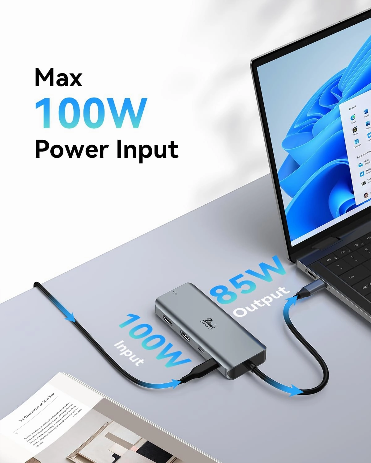 LIONWEI 9 in 1 Laptop Docking Station, Dual HDMI, 100W PD, USB C 3.0, Ethernet, Audio/Mic, USB C Hub for Dell/Surface/HP/Lenovo Laptops