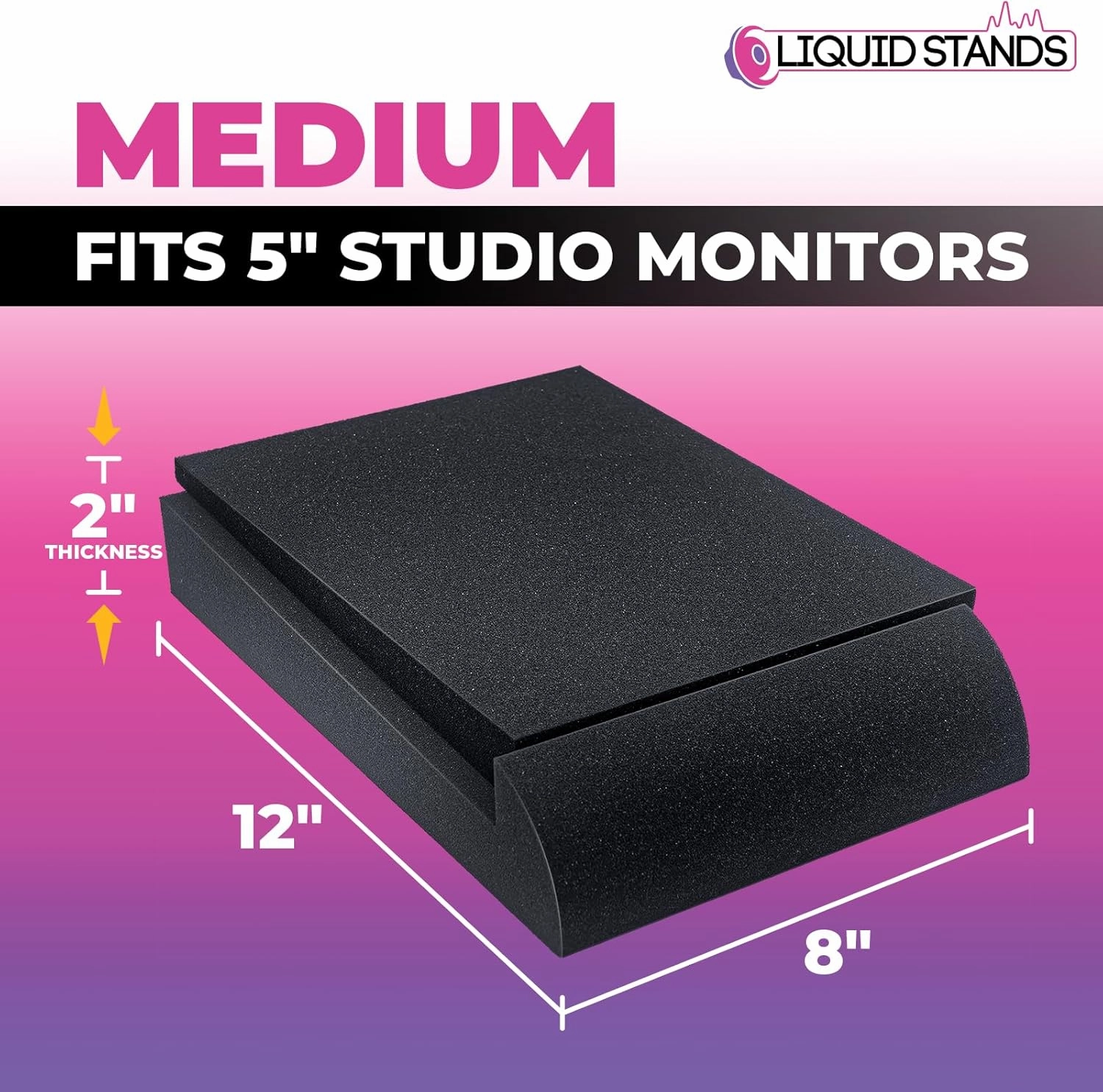 Liquid Stands Studio Monitor Sound Isolation Pads for Speakers 5" High-Density Speaker Foam Pads That Prevents Vibrations Angled Speaker Riser - Acoustic Speakers Isolation Pad for Floor, Desktop