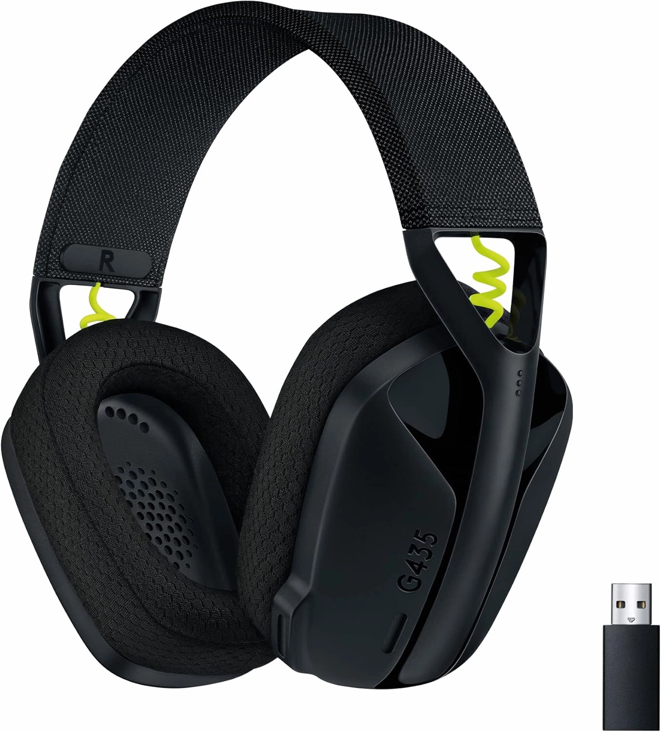 Logitech G435 LIGHTSPEED Wireless Bluetooth Gaming Headset - Lightweight, built-in mics, 18h battery, compatible with Dolby Atmos, PC, PS4, PS5, Nintendo Switch, Mobile - Black over-ear headphones,closed back headphones,wireless studio cans,