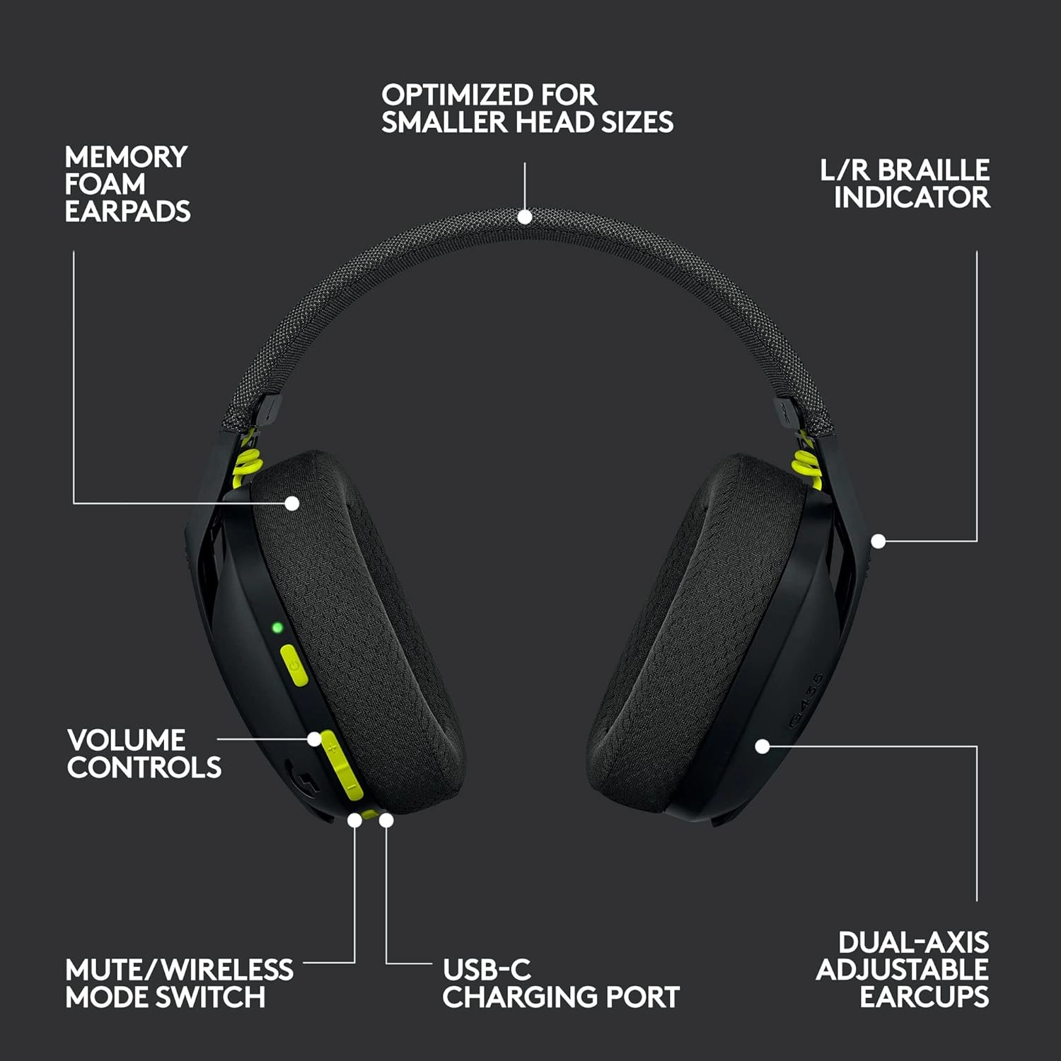Logitech G435 LIGHTSPEED Wireless Bluetooth Gaming Headset - Lightweight, built-in mics, 18h battery, compatible with Dolby Atmos, PC, PS4, PS5, Nintendo Switch, Mobile - Black
