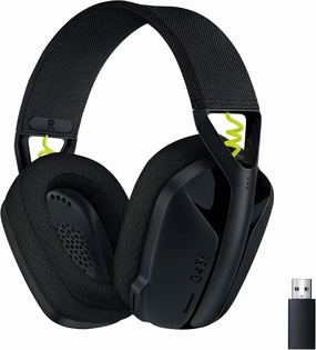 Logitech G435 LIGHTSPEED Wireless Bluetooth Gaming Headset - Lightweight, built-in mics, 18h battery, compatible with Dolby Atmos, PC, PS4, PS5, Nintendo Switch, Mobile - Black over-ear headphones,closed back headphones,wireless studio cans,