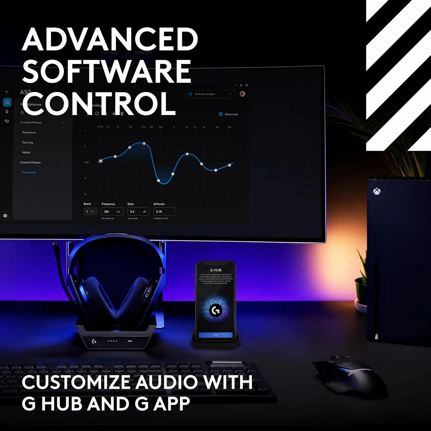 Logitech G Astro A50 Omni-Platform Wireless Gaming Headset   Base Station for PS5, Xbox, PC: PLAYSYNC Audio Switcher, <16 bit/48kHz (Console), <24 bit/48 kHz (PC), 24hr Battery, 2.4GHz & BT - Black