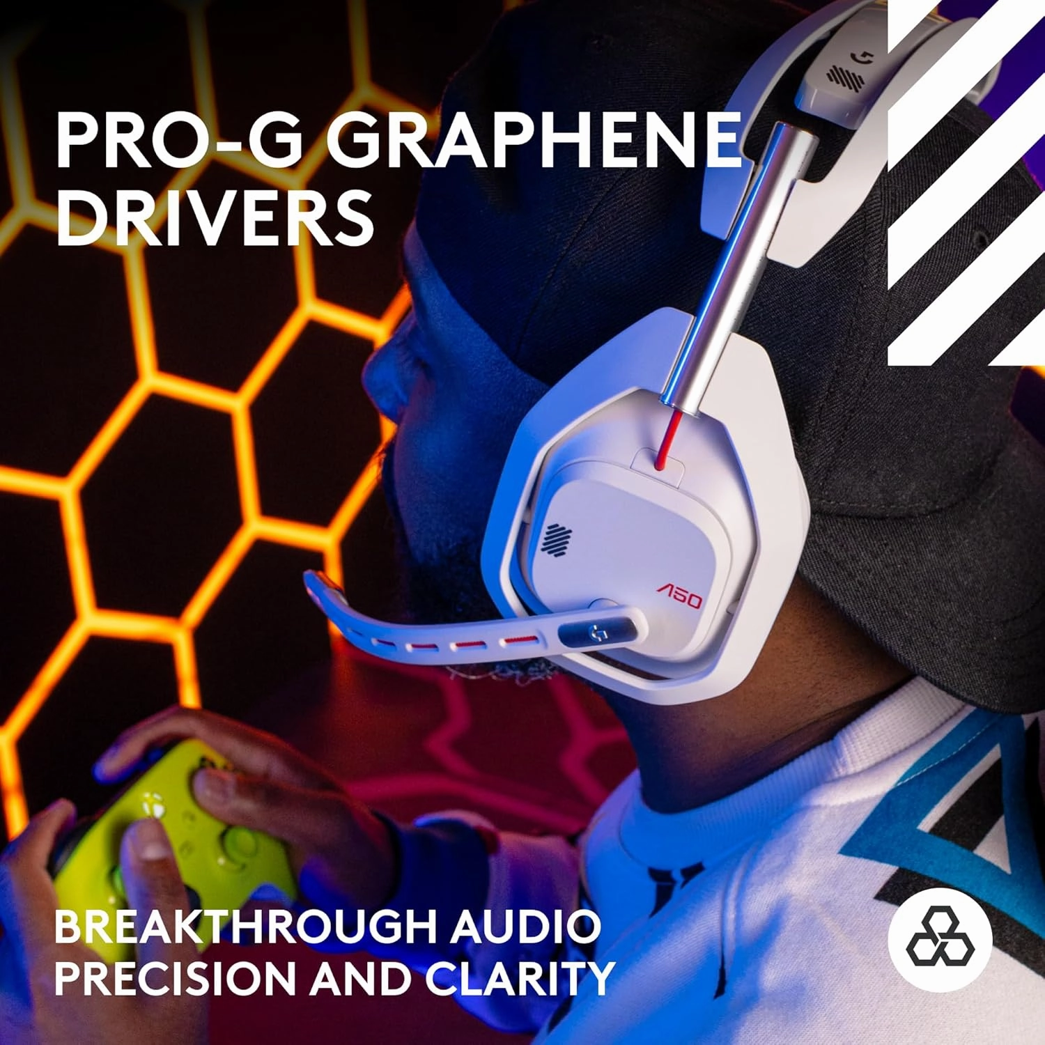 Logitech G Astro A50 Omni-Platform Wireless Gaming Headset   Base Station for PS5, Xbox, PC: PLAYSYNC Audio Switcher, <16 bit/48kHz (Console), <24 bit/48 kHz (PC), 24hr Battery, 2.4GHz & BT - White
