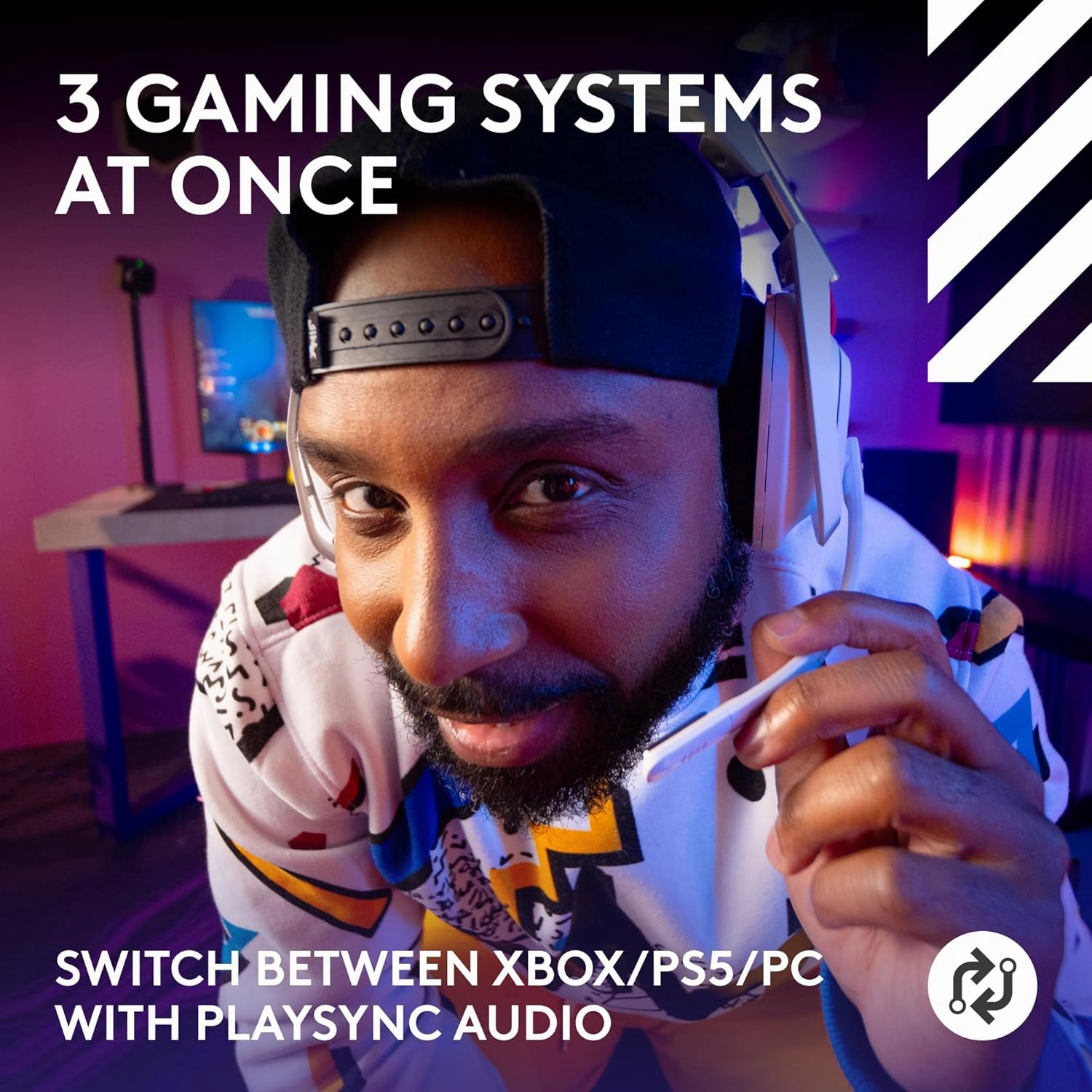 Logitech G Astro A50 Omni-Platform Wireless Gaming Headset   Base Station for PS5, Xbox, PC: PLAYSYNC Audio Switcher, <16 bit/48kHz (Console), <24 bit/48 kHz (PC), 24hr Battery, 2.4GHz & BT - White