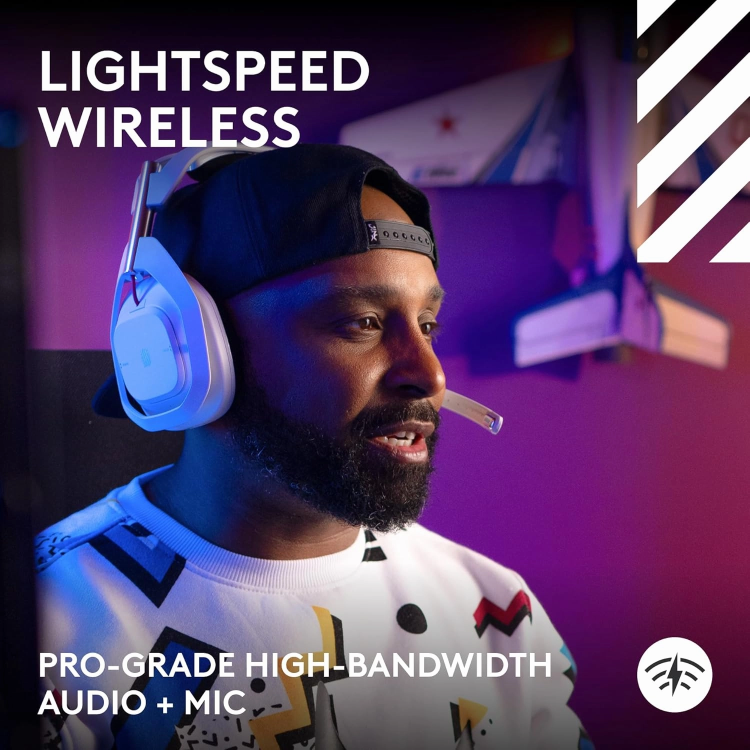 Logitech G Astro A50 Omni-Platform Wireless Gaming Headset   Base Station for PS5, Xbox, PC: PLAYSYNC Audio Switcher, <16 bit/48kHz (Console), <24 bit/48 kHz (PC), 24hr Battery, 2.4GHz & BT - White