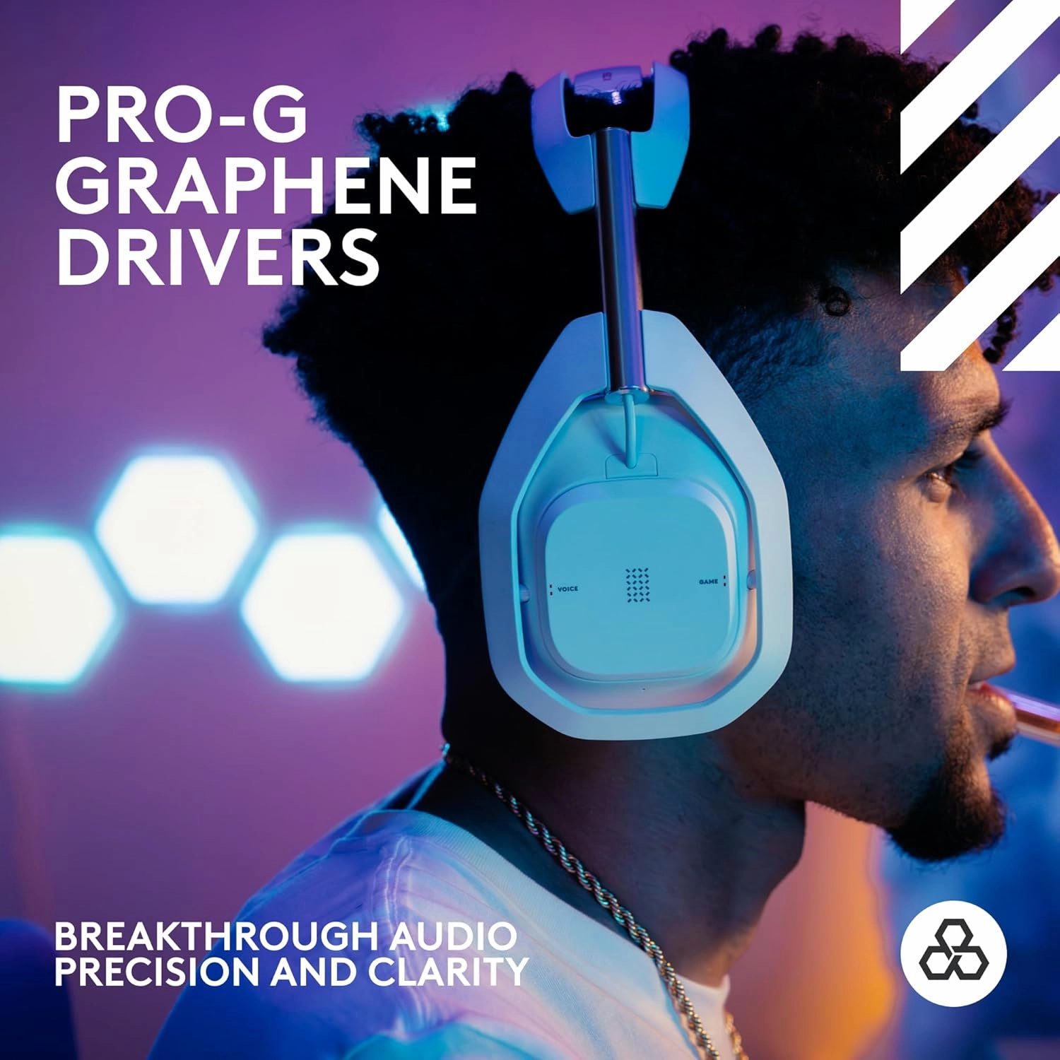 Logitech G Astro A50 X Omni-Platform Wireless Gaming Headset   Base Station for PS5, Xbox, PC: PLAYSYNC Video & Audio Switcher, HDMI 2.1 4K 120Hz VRR, <24 bit/48 kHz, 24hr Battery, 2.4GHz & BT - White