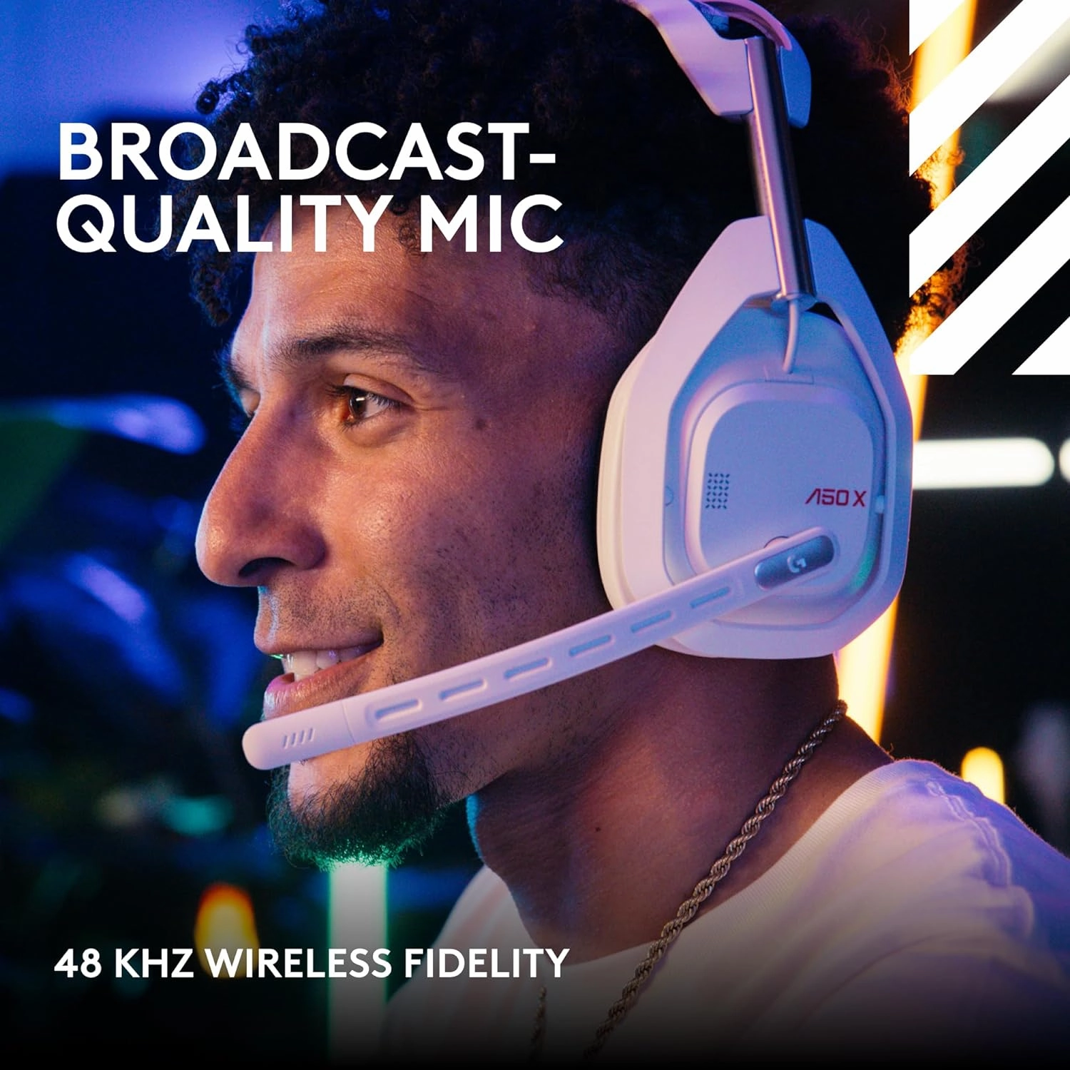 Logitech G Astro A50 X Omni-Platform Wireless Gaming Headset   Base Station for PS5, Xbox, PC: PLAYSYNC Video & Audio Switcher, HDMI 2.1 4K 120Hz VRR, <24 bit/48 kHz, 24hr Battery, 2.4GHz & BT - White