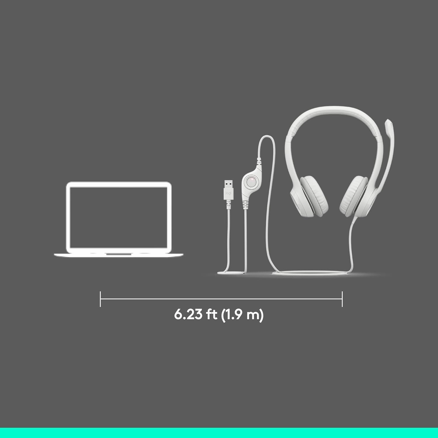 Logitech H390 Gaming Headphones, Wired Headphones with Mic, USB Headset with Microphone for PC, Noise Cancelling Microphone for Video Meetings, Music, Gaming - Off White (Pack of 12)