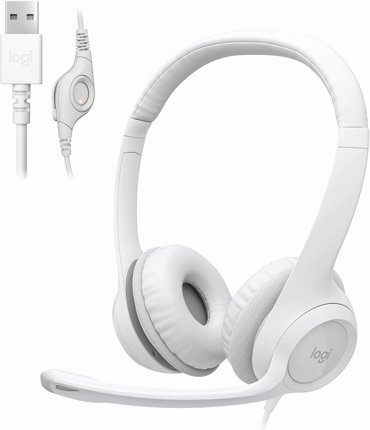 Logitech H390 Gaming Headphones, Wired Headphones with Mic, USB Headset with Microphone for PC, Noise Cancelling Microphone for Video Meetings, Music, Gaming - Off White (Pack of 12) over-ear headphones,closed back headphones,wireless studio cans,