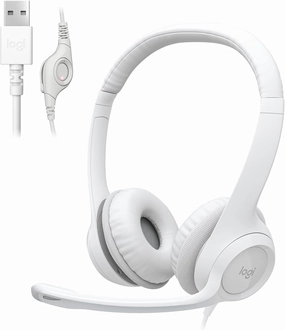 Logitech H390 Gaming Headphones, Wired Headphones with Mic, USB Headset with Microphone for PC, Noise Cancelling Microphone for Video Meetings, Music, Gaming - Off White (Pack of 12) over-ear headphones,closed back headphones,wireless studio cans,