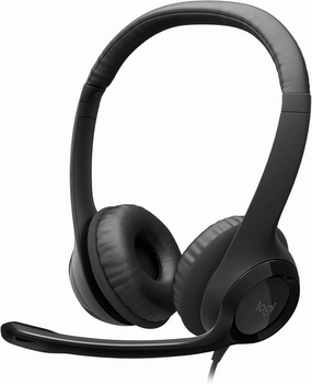 Logitech H390 Wired Headset for PC/Laptop, Stereo Headphones with Noise Cancelling Microphone, USB-A, In-Line Controls, Works with Chromebook - Black over-ear headphones,closed back headphones,wireless studio cans,