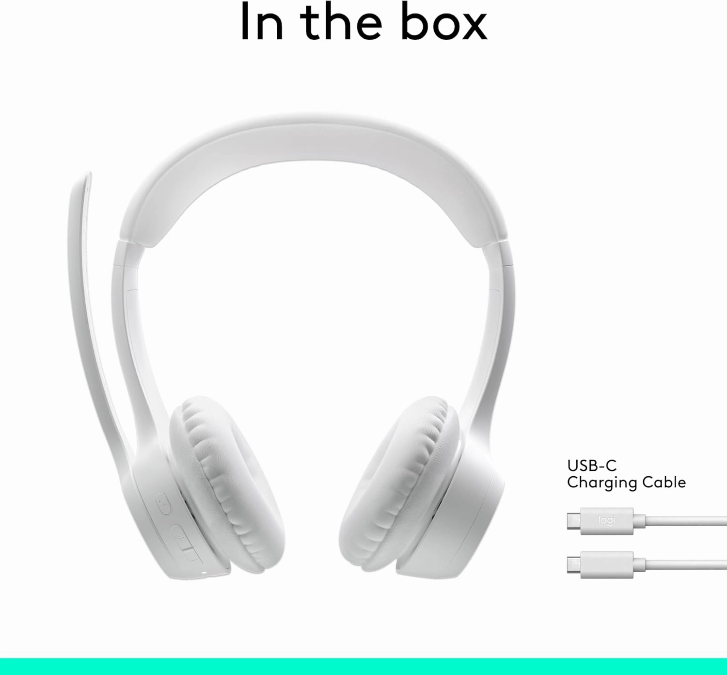 Logitech Zone 300 Wireless Bluetooth Headset with Noise-Canceling Microphone, Compatible with Windows, Mac, Chrome, Linux, iOS, iPadOS, Android  Off-White