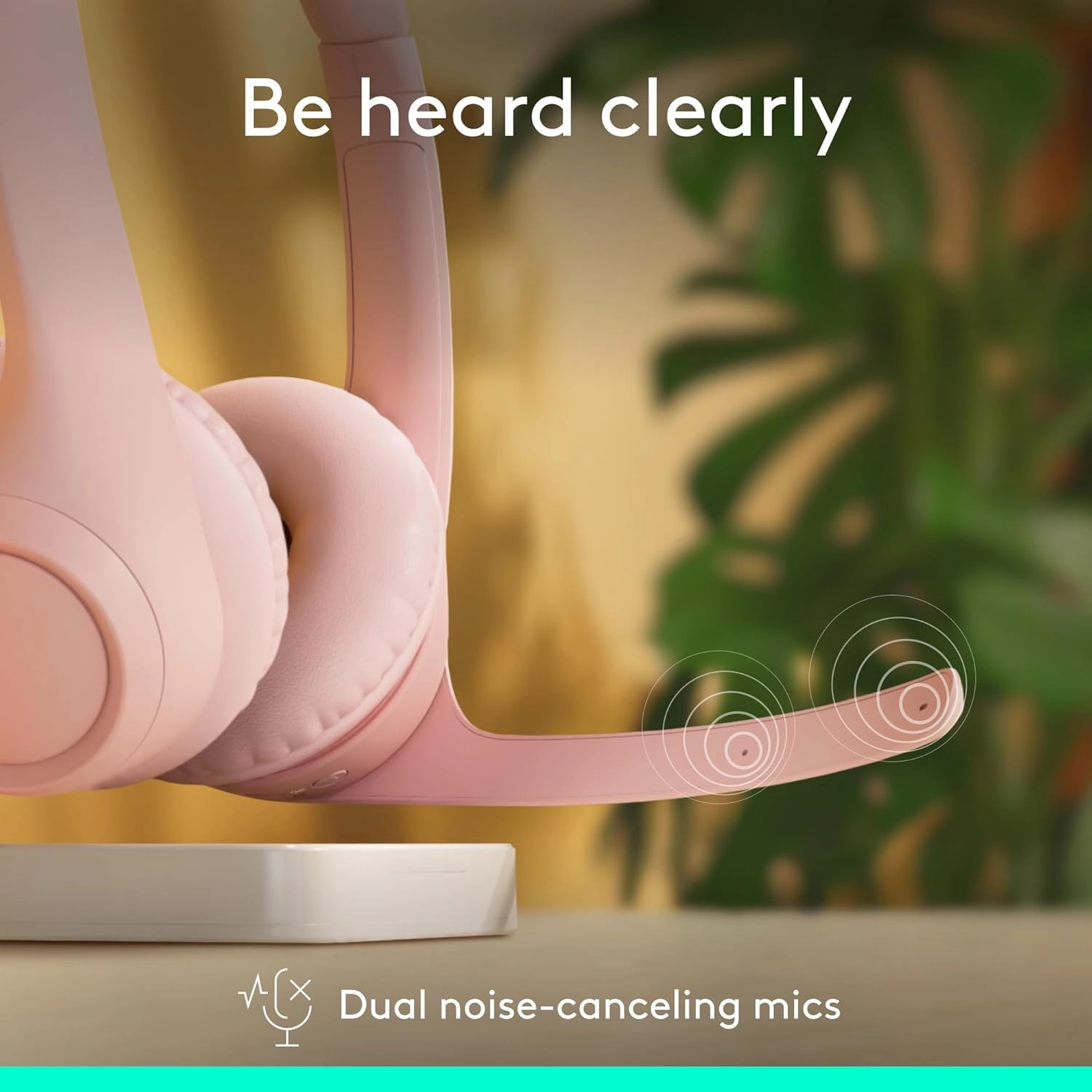 Logitech Zone 300 Wireless Bluetooth Headset with Noise-Canceling Microphone, Compatible with Windows, Mac, Chrome, Linux, iOS, iPadOS, Android  Rose