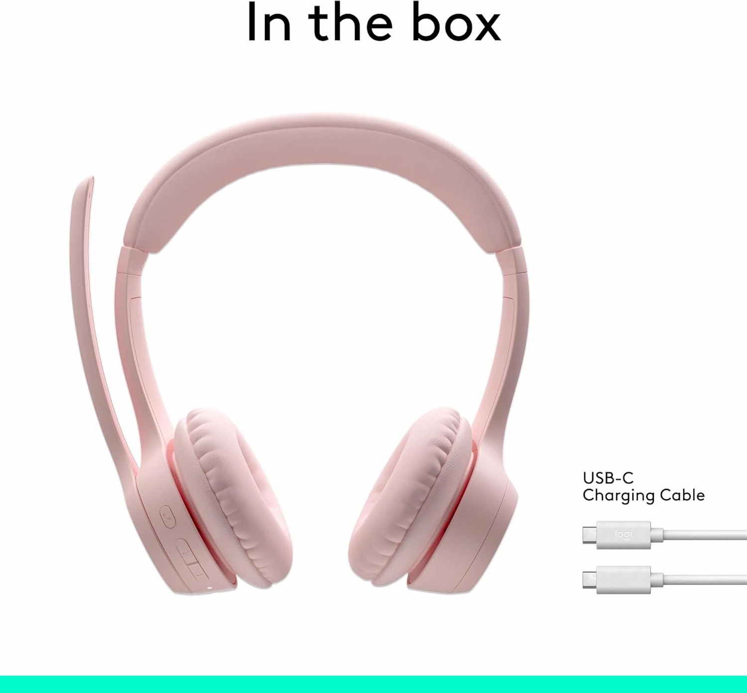 Logitech Zone 300 Wireless Bluetooth Headset with Noise-Canceling Microphone, Compatible with Windows, Mac, Chrome, Linux, iOS, iPadOS, Android  Rose