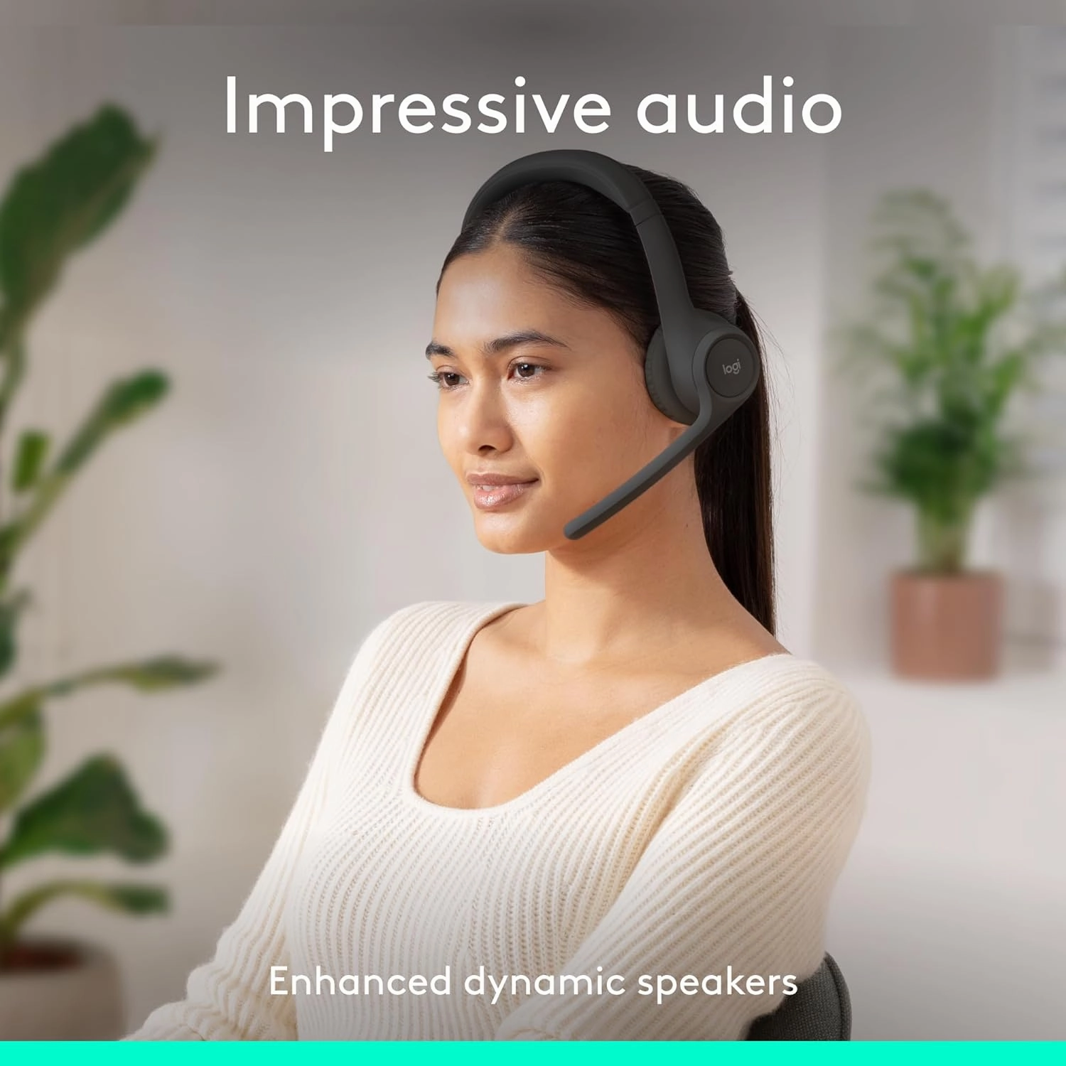 Logitech Zone 301 Wireless Bluetooth Headset with Noise-Canceling Microphone, Compatible with Windows, Mac, Chrome, Linux, iOS, iPadOS, Android  Graphite