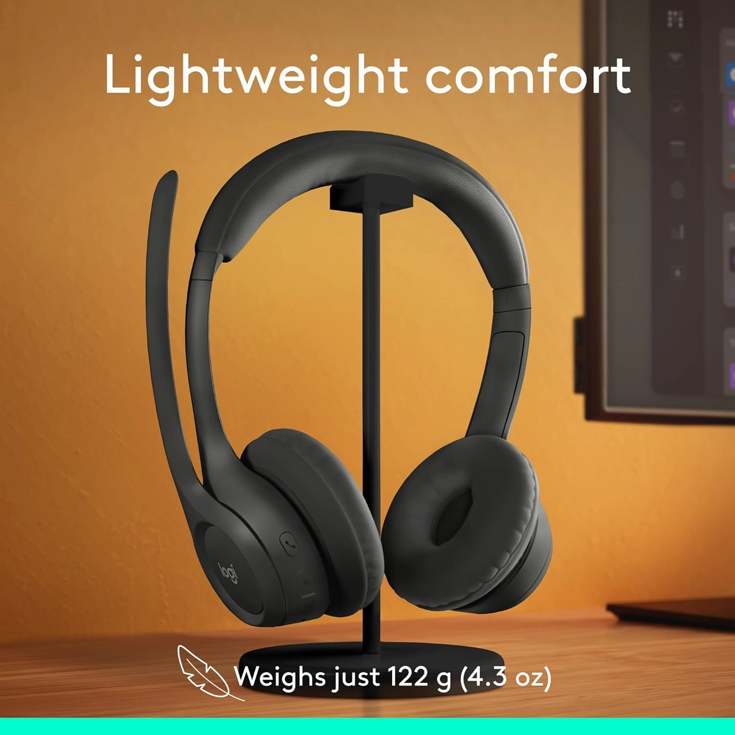 Logitech Zone 301 Wireless Bluetooth Headset with Noise-Canceling Microphone, Compatible with Windows, Mac, Chrome, Linux, iOS, iPadOS, Android  Graphite