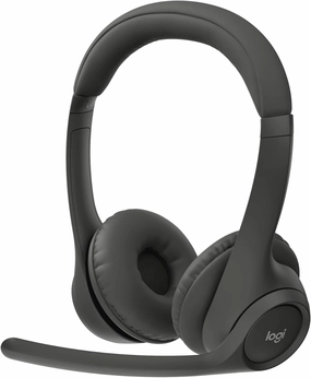 Logitech Zone 301 Wireless Bluetooth Headset with Noise-Canceling Microphone, Compatible with Windows, Mac, Chrome, Linux, iOS, iPadOS, Android  Graphite noise cancelling headphones,ANC headphones,travel headphones,