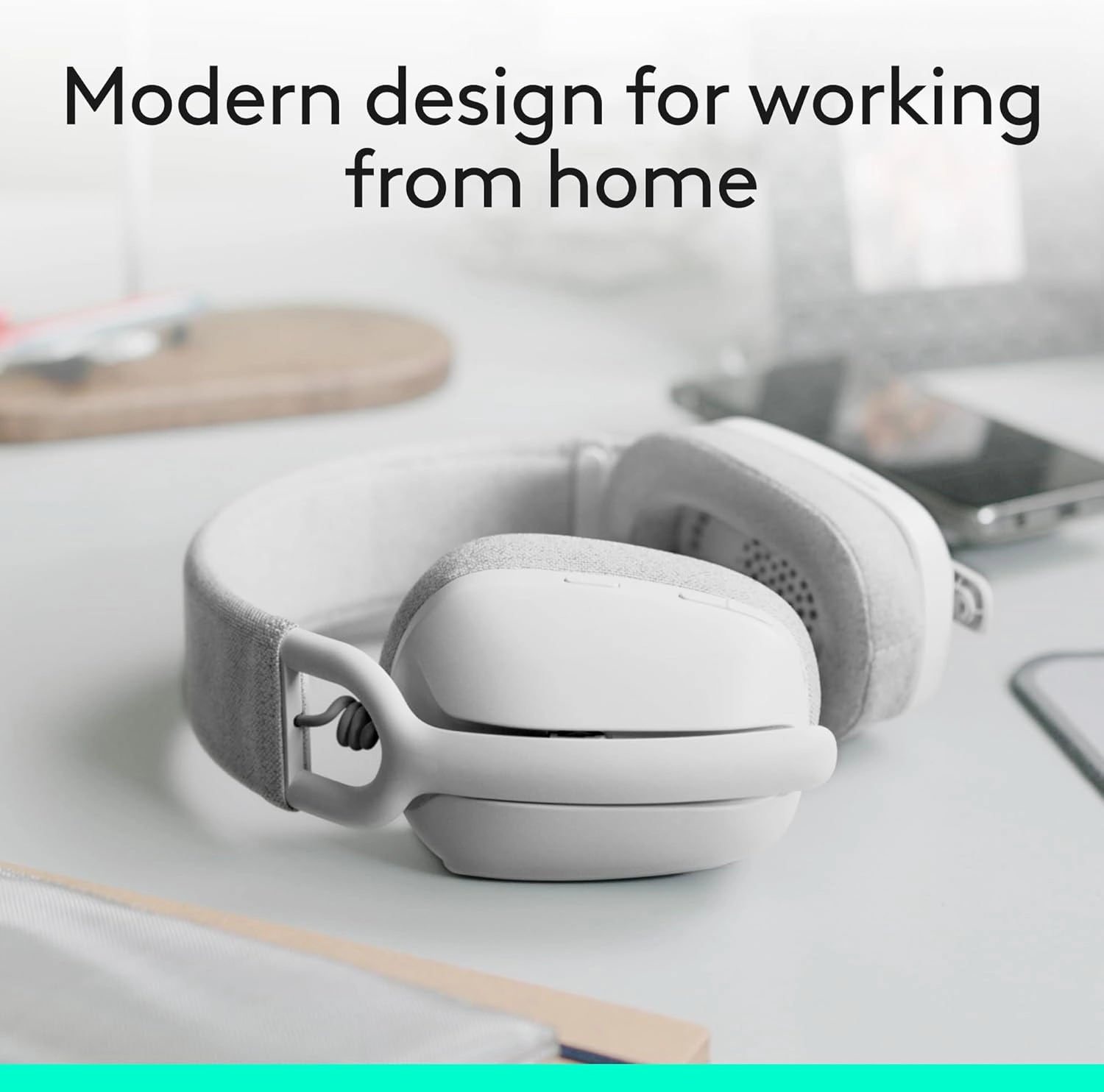 Logitech Zone Vibe 100 Lightweight Wireless Over Ear Headphones with Noise Canceling Microphone, Advanced Multipoint Bluetooth Headset, Works with Teams, Google Meet, Zoom, Mac/PC - Off White