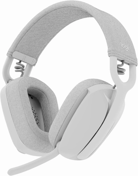 Logitech Zone Vibe 100 Lightweight Wireless Over Ear Headphones with Noise Canceling Microphone, Advanced Multipoint Bluetooth Headset, Works with Teams, Google Meet, Zoom, Mac/PC - Off White over-ear headphones,closed back headphones,wireless studio cans,