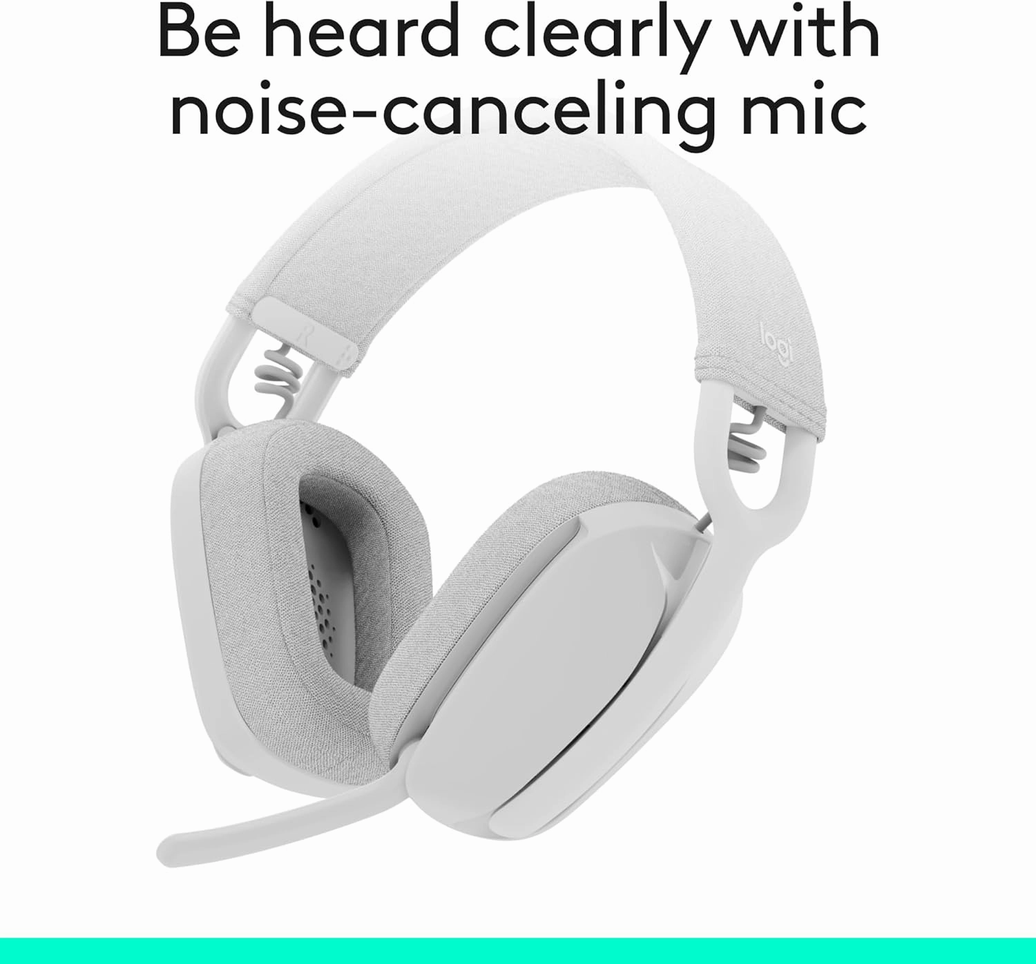 Logitech Zone Vibe 100 Lightweight Wireless Over Ear Headphones with Noise Canceling Microphone, Advanced Multipoint Bluetooth Headset, Works with Teams, Google Meet, Zoom, Mac/PC - Off White