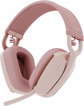 Logitech Zone Vibe 100 Lightweight Wireless Over Ear Headphones with Noise Canceling Microphone, Advanced Multipoint Bluetooth Headset, Works with Teams, Google Meet, Zoom, Mac/PC - Rose over-ear headphones,closed back headphones,wireless studio cans,