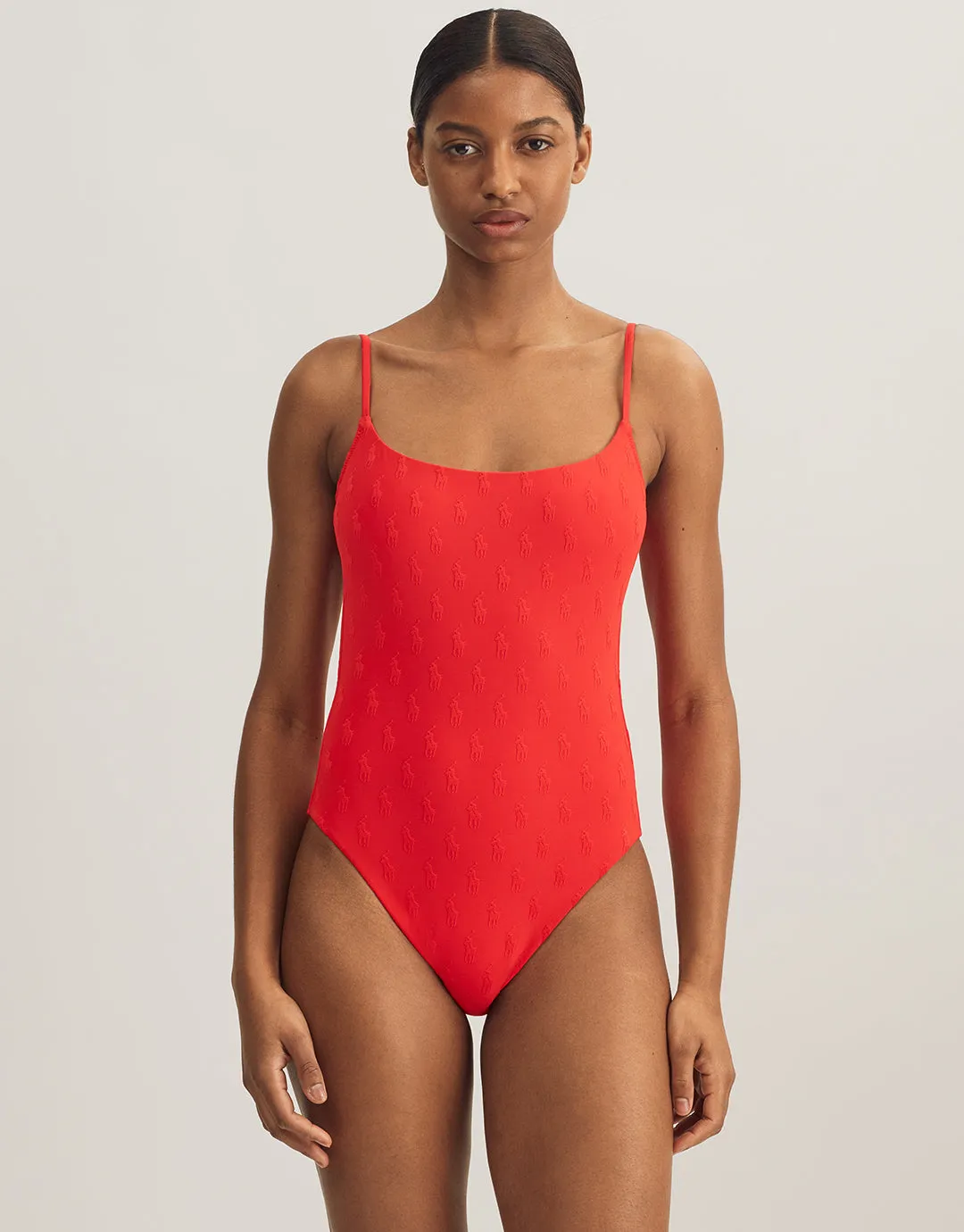 Logo Jacquard Kennedy Swimsuit - Bright Hibiscus