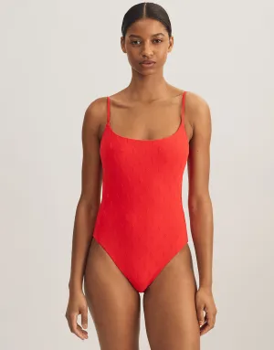 Logo Jacquard Kennedy Swimsuit - Bright Hibiscus