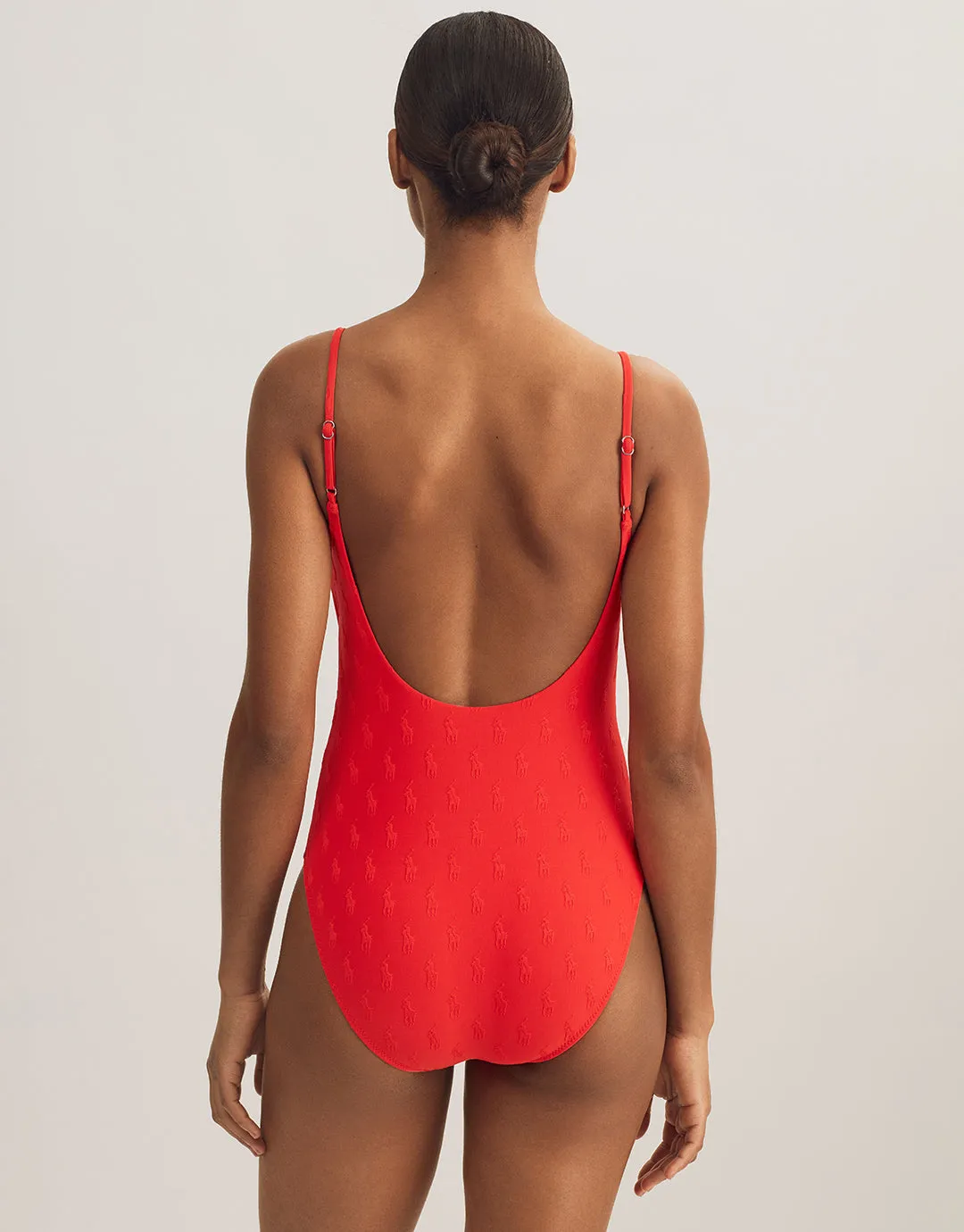 Logo Jacquard Kennedy Swimsuit - Bright Hibiscus