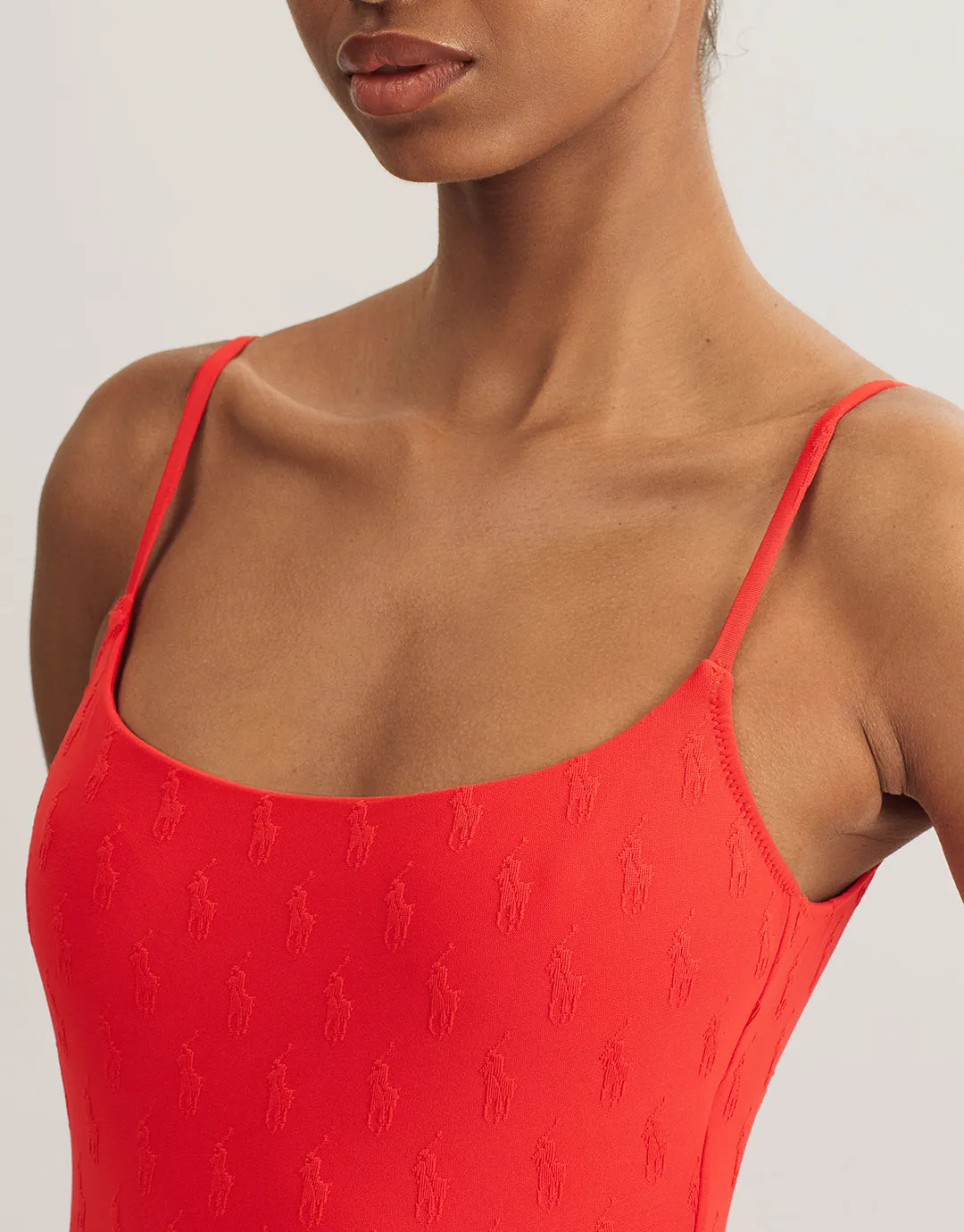 Logo Jacquard Kennedy Swimsuit - Bright Hibiscus