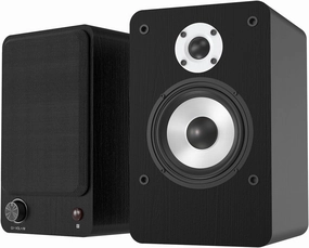 LONPOO Powered Bookshelf Speakers for Record Player,2.0CH Bluetooth Active Near Field Monitors with 1-inch Silk Domed Tweeter and 4-inch Aluminium Speaker for Home Theater, 100 Watts RMS bookshelf speakers,compact stereo speakers,hi-fi shelf speakers,
