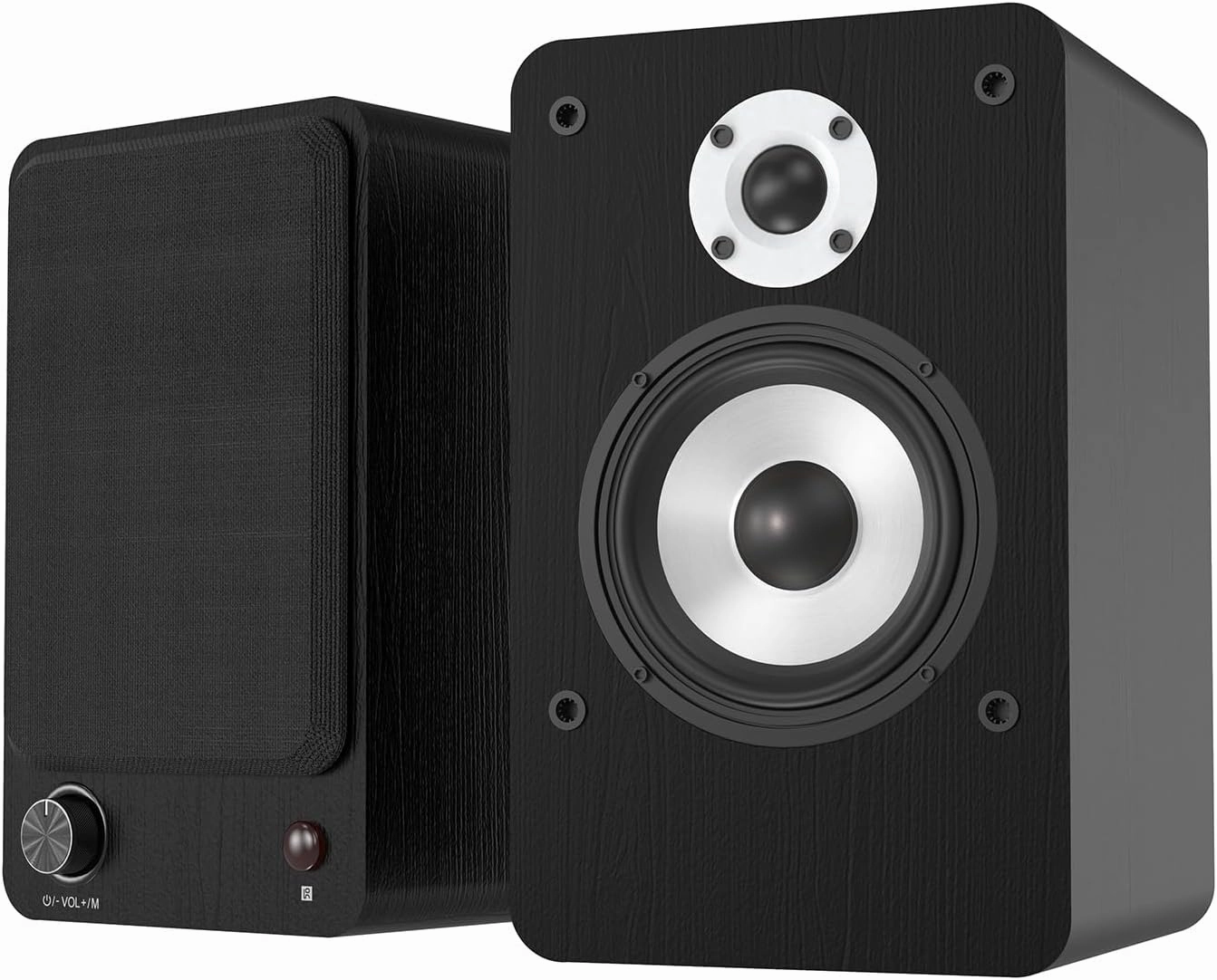 LONPOO Powered Bookshelf Speakers for Record Player,2.0CH Bluetooth Active Near Field Monitors with 1-inch Silk Domed Tweeter and 4-inch Aluminium Speaker for Home Theater, 100 Watts RMS bookshelf speakers,compact stereo speakers,hi-fi shelf speakers,