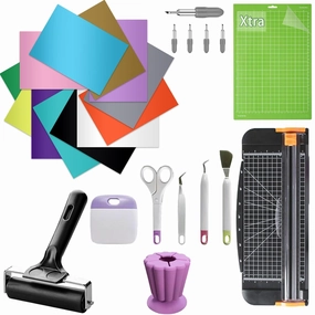 LOPASA Starter Kit for Cricut Joy Xtra Machine, Extra Bundle for Beginners, 8.5 x 12 Xtra Size Accessories and Supplies for Newbies, All Essential Tools and Material(Heat Transfer Vinyl Making Bundle) vinyl accessories,turntable parts,record player tools,