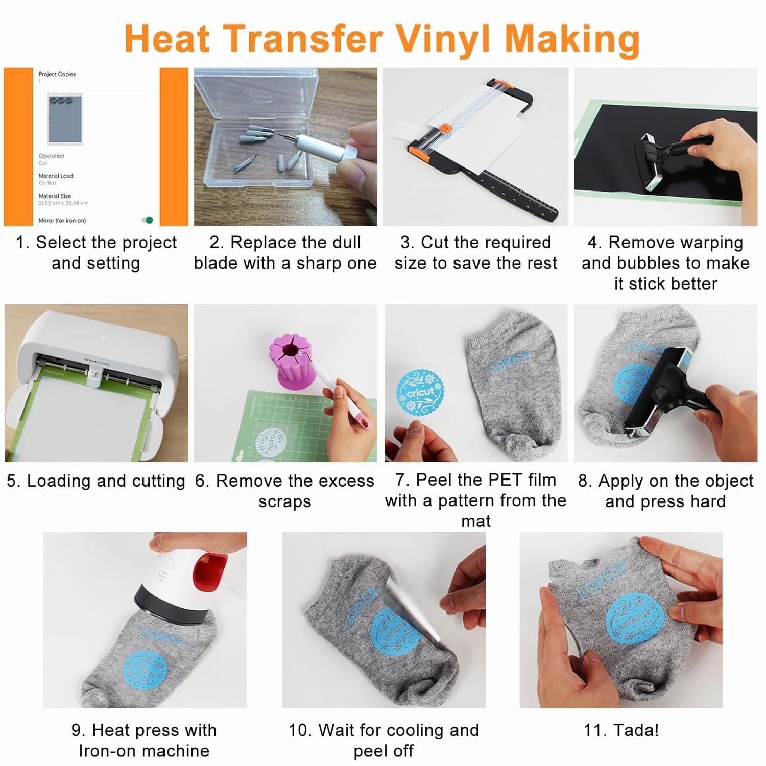 LOPASA Starter Kit for Cricut Joy Xtra Machine, Extra Bundle for Beginners, 8.5 x 12 Xtra Size Accessories and Supplies for Newbies, All Essential Tools and Material(Heat Transfer Vinyl Making Bundle)