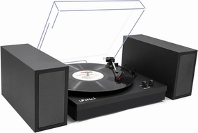 LP&No.1 Record Player,Vinyl Record Player with Dual Stereo Bookshelf Speakers Vintage Turntable with Wireless Playback Belt Drive 3-Speed Record Player Support RCA Out Auto Stop Metal Black direct-drive turntable,DJ turntable,hi-torque vinyl deck,