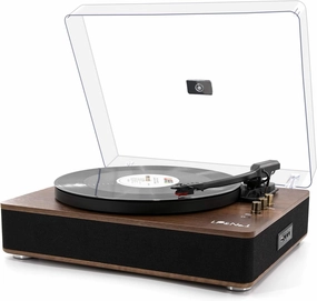 LP&No.1 Record Player with Stereo Speakers, 3-Speed Belt-Drive Turntable for Vinyl Records with Wireless Playback and Auto-Stop,Walnut Wood belt-drive turntable,vinyl record player,audiophile turntable,