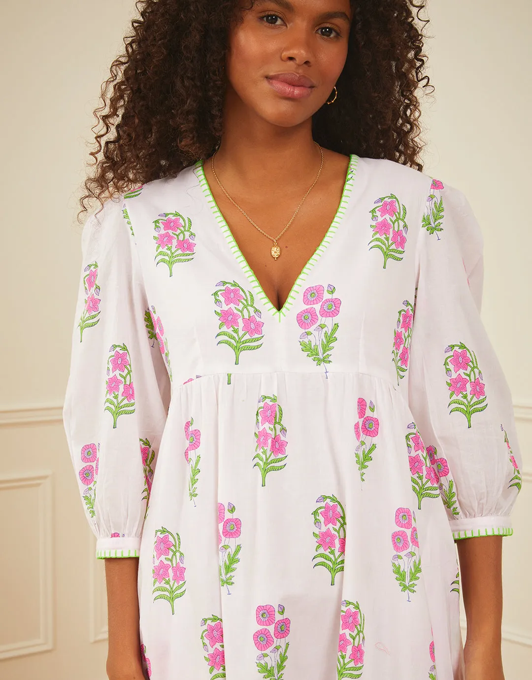 Lydia Dress - Neon Agapanthus
