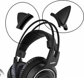 LZYDD Silicone Cat Ear for HyperX Cloud Revolver/SOMIC G951s Gaming Headset/SteelSeries Siberia V2 /AKG Pro Audio K240 /K702 / Samson Semi Open-Back Studio Reference Headphones (Black Kitty Ears) reference headphones,neutral sound headphones,monitor headph