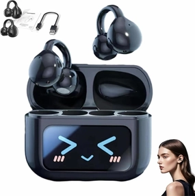 M100 Clip On Ear Headphones, Smart Touchscreen Bluetooth Earbuds, Open Ear Earbuds Wireless Bluetooth 5.4, C-Shaped Bridge Audfonos Inalmbricos (Black) wireless audio bridge,Bluetooth transmitter,WiFi audio link,