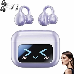 M100 Clip On Ear Headphones, Smart Touchscreen Bluetooth Earbuds, Open Ear Earbuds Wireless Bluetooth 5.4, C-Shaped Bridge Audfonos Inalmbricos (Purple) wireless audio bridge,Bluetooth transmitter,WiFi audio link,